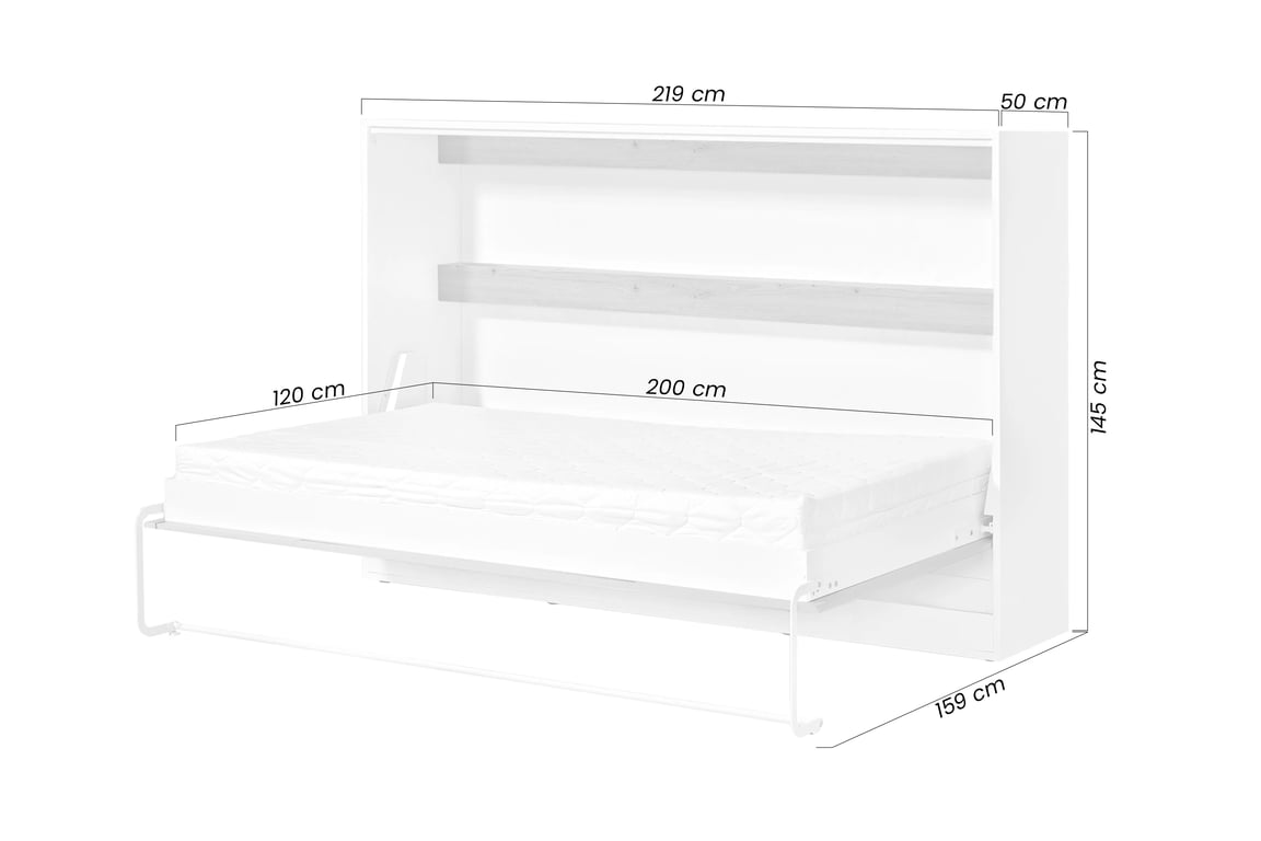 Horizontální půlpostel Lomaro 120x200 - bílá / černá úchytka Polkotapczan horizontální Lomaro 120x200 - bílá / uchwyt černá