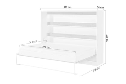 Horizontálna sklápacia posteľ Lomaro 140x200 - biela / čierny úchyt Polkotapczan horizontálny Lomaro 140x200 - Biely / Úchytka Čierny 