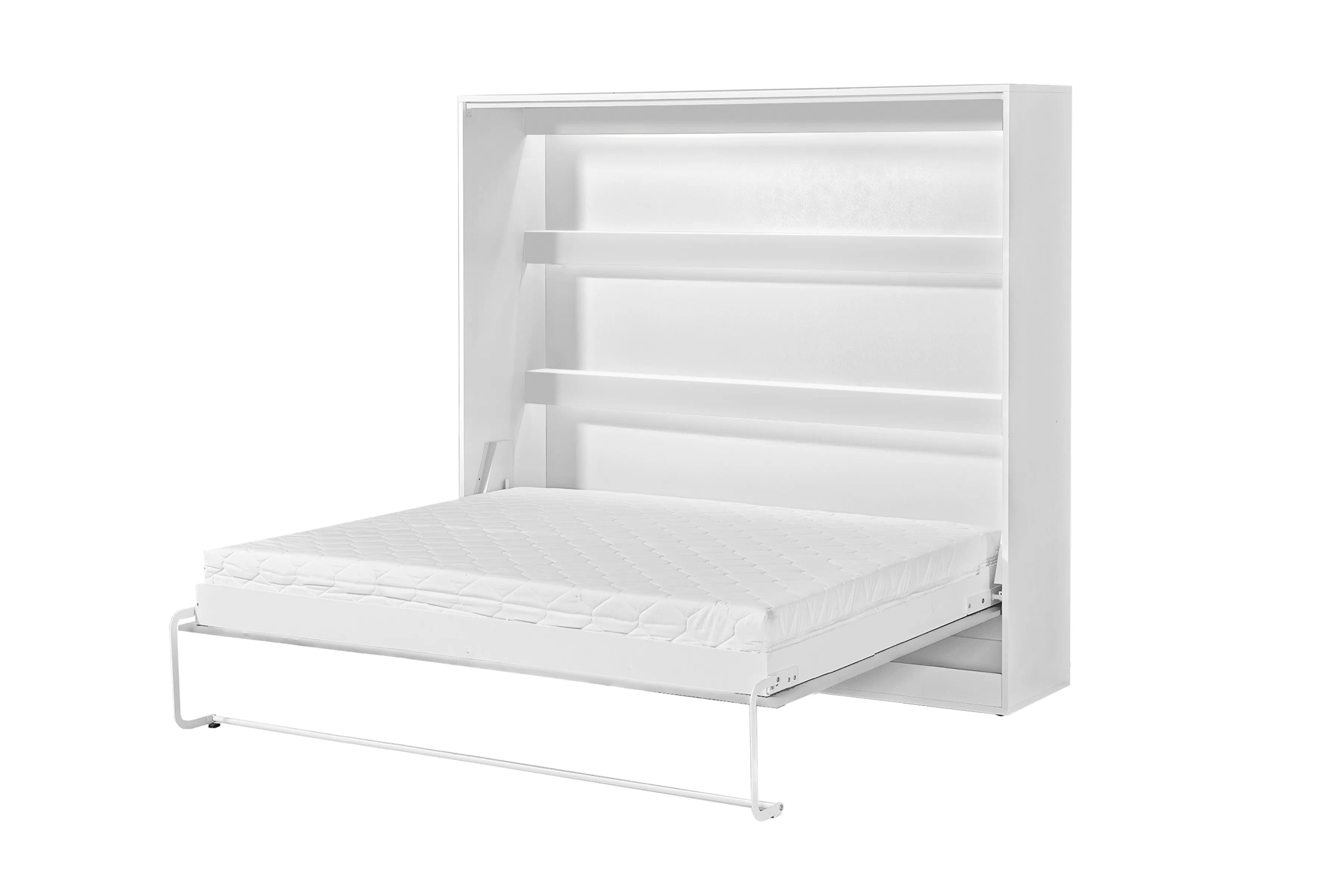 Sklápacia posteľ Lomaro H - 160x200 cm - biela / čierna úchytka Polkotapczan horizontálny Lomaro 160x200 - Biely / Úchytka Čierny 