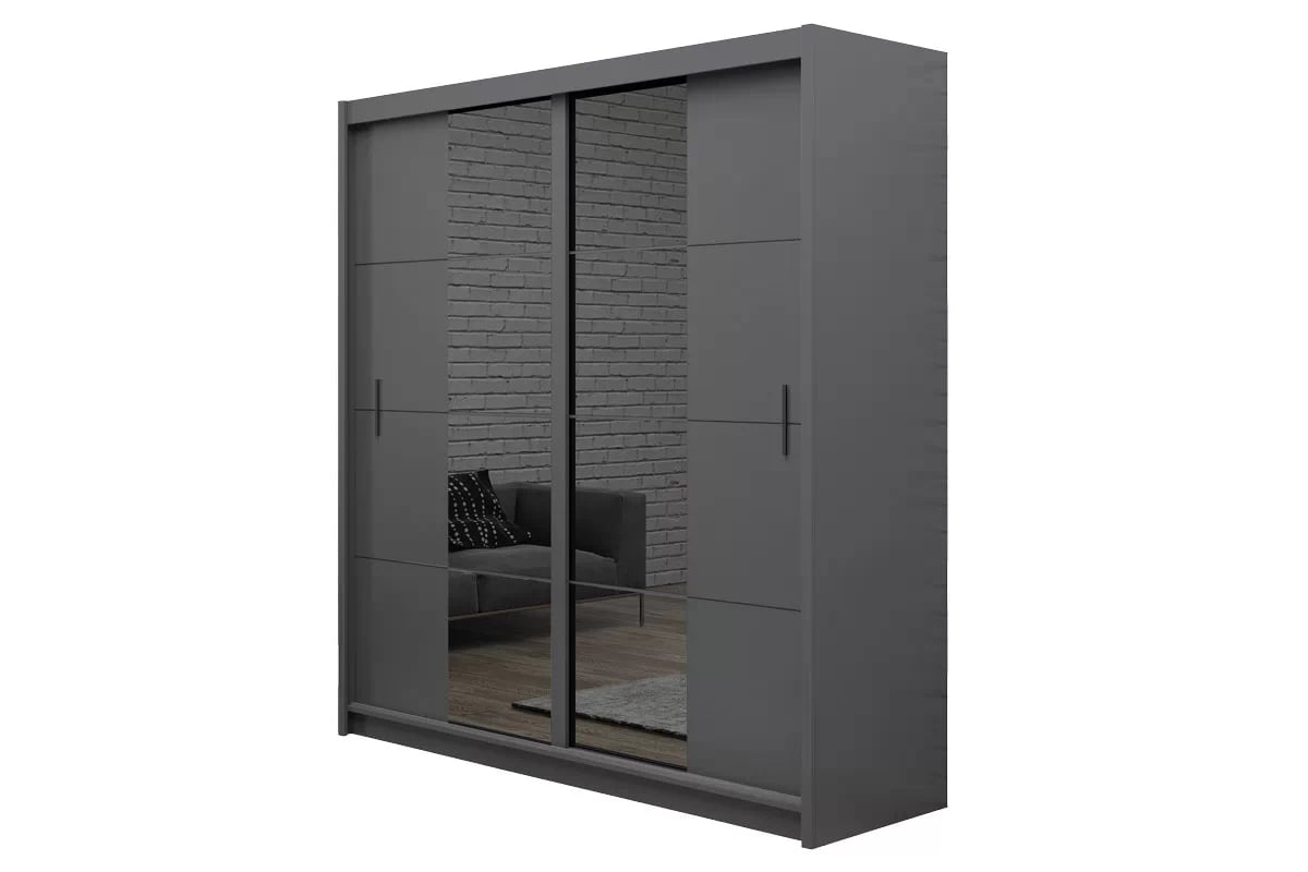 Skriňa s posuvnými dverami Porto 2 203 Grafit/Zrkadlo Skriňa Porto 203