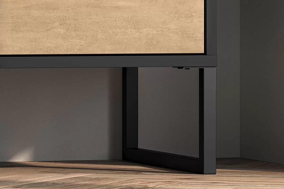 Regál Kawana se zásuvkou na kovové podstavě 80 cm - černá / dub craft / ocel premium Regál z szuflada Colt 04 na kovové podstavě 80 cm - Černý / craft Podstavec / ocel premium - metalowy Rošt