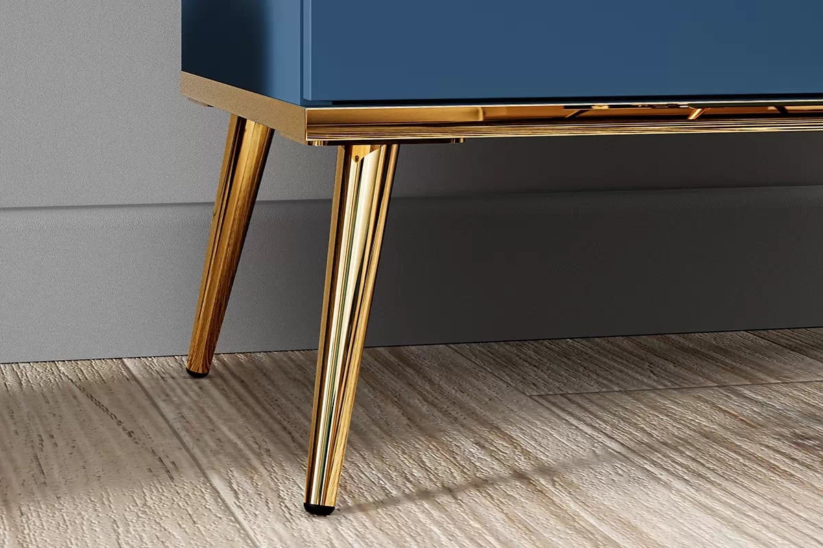 Vitrína Naemo 01 55 cm - tmavý blankyt / zlaté nožky zlaté nožičky