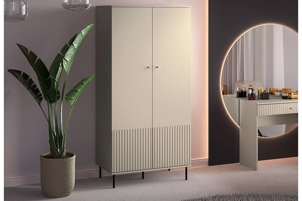 Skriňa dvojdverová Jamuzi 92 cm - kašmír / čierne nožičky Skriňa na czarnych nogach