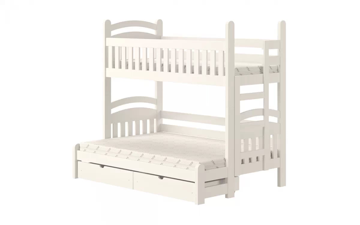 Poschodová posteľ Amely Maxi pravá - 80x200/120x200 cm - biela posteľ so zásuvkami na hračky 