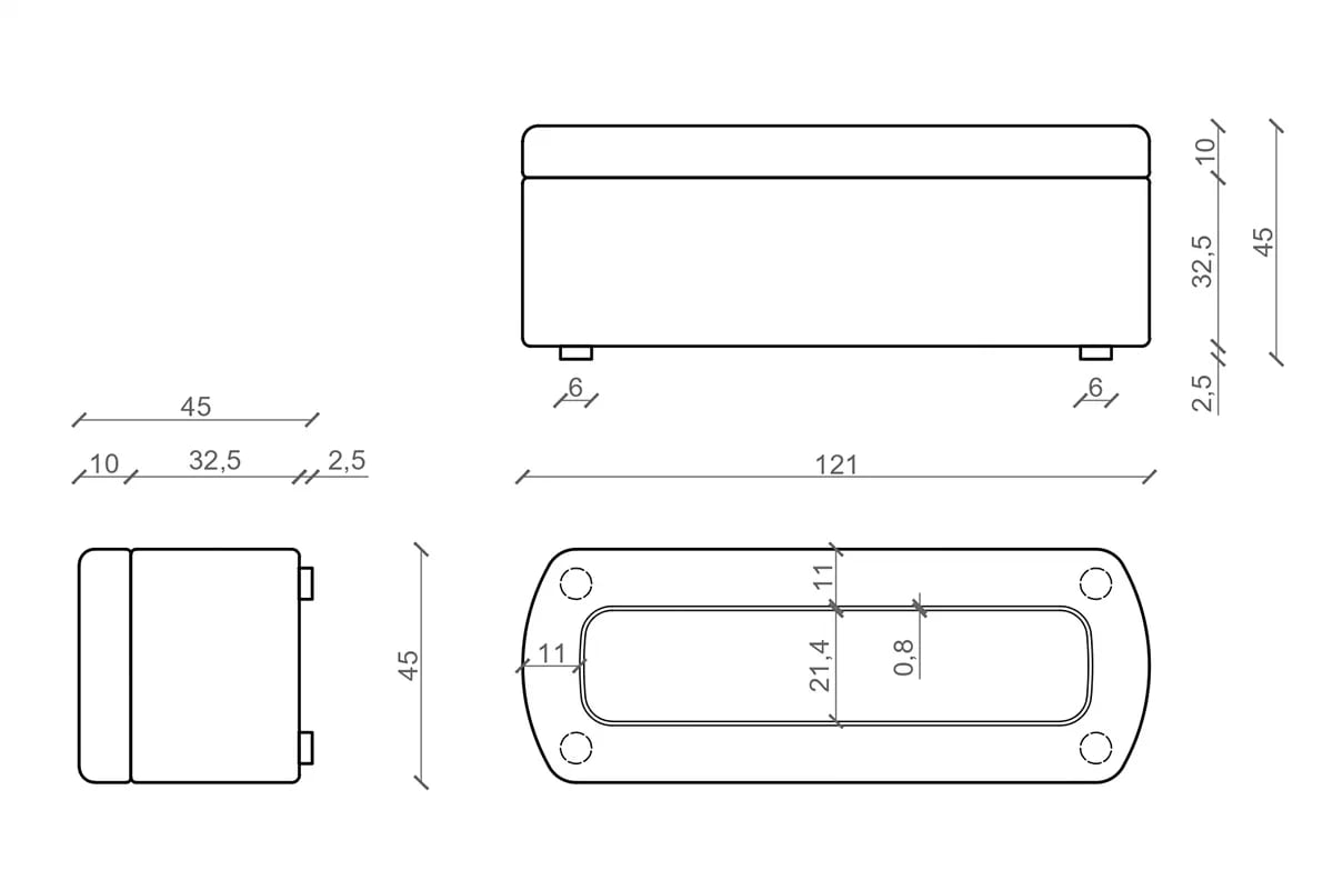 Puf čalúnená Nello Puf čalúnená Nello - Rozmery