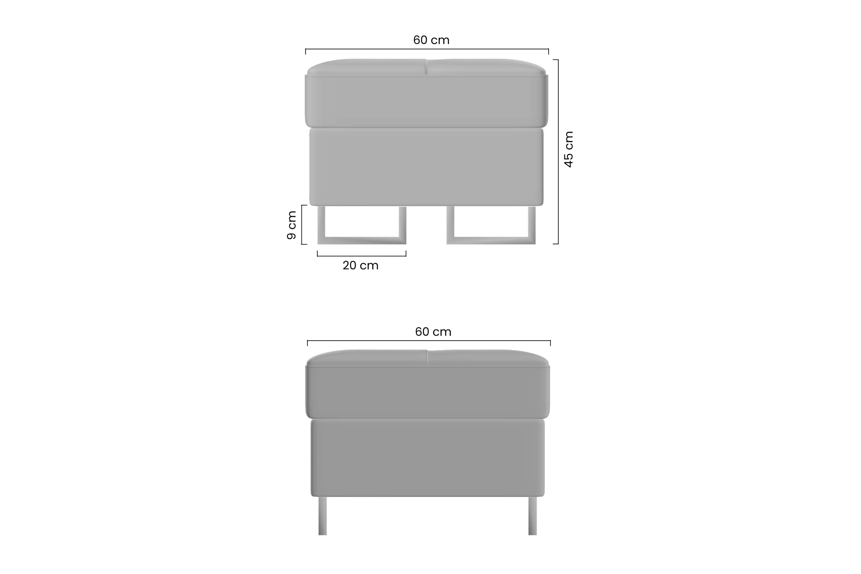 Taburetka s úložným priestorom Annabelle L II - chrómové nožičky Taburet Annabelle Mini čalúnená S vnútorným úložným priestorom- nožičky chromowane 