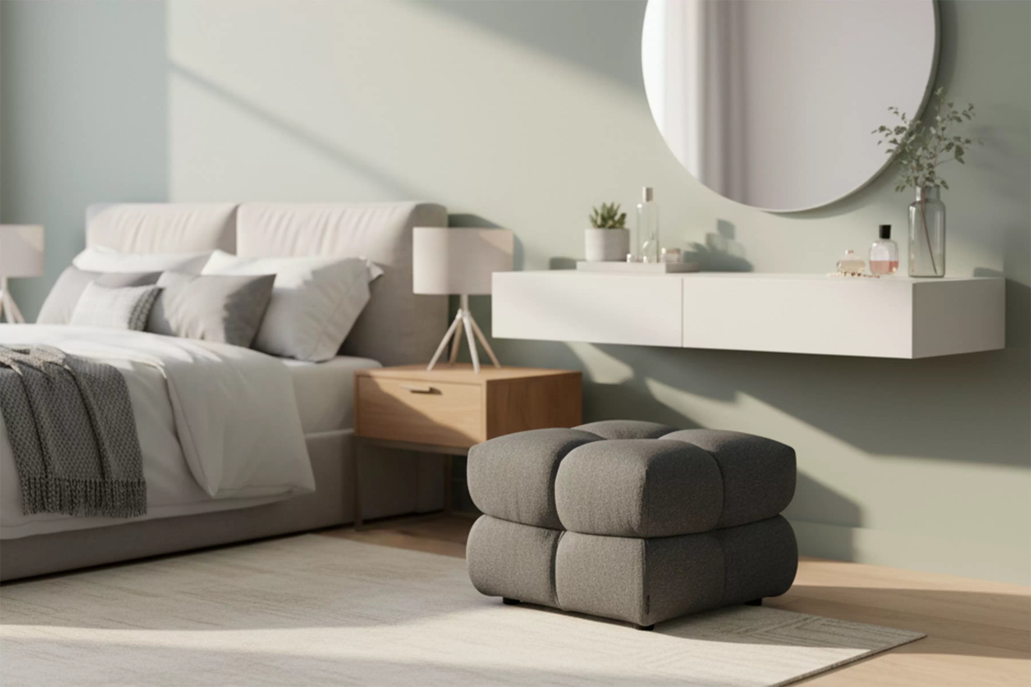 Taburet Magnelio Mini - šedá bouclé Raven 10 Taburet Magnelio Mini - šedá boucle Raven 10