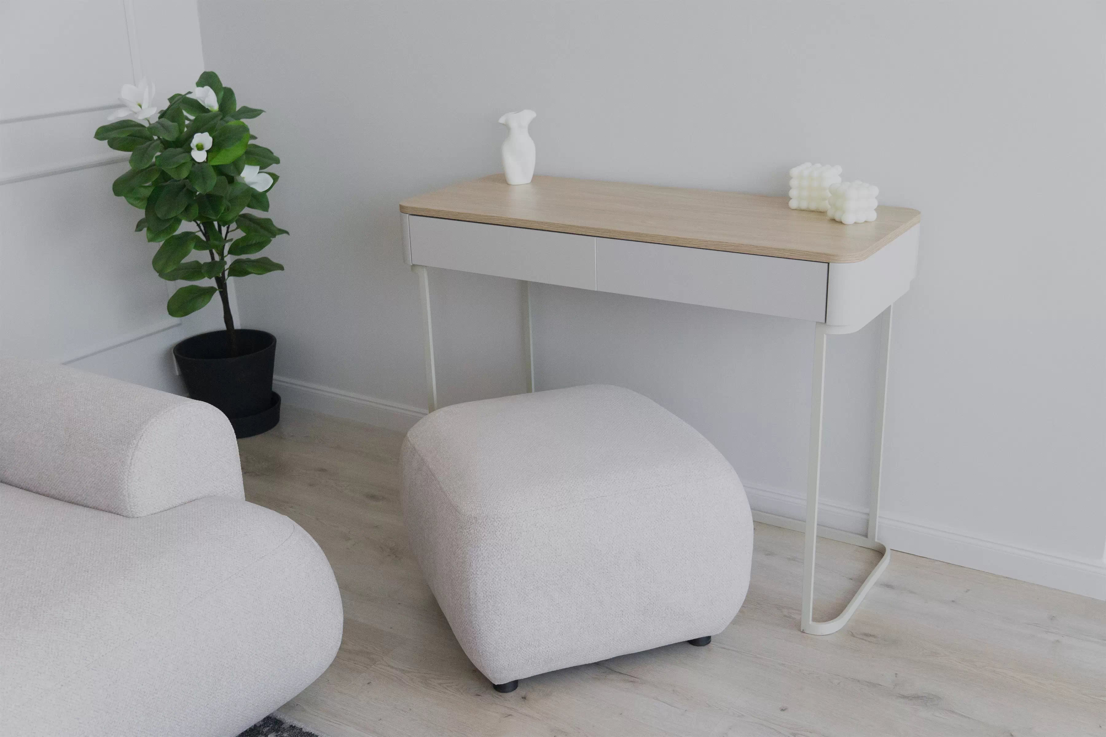 Taburet Lotulis - krémová Blur 01 Taburet čalouněná Lotulis - kremowa Pletenina hydrofobowa Blur 01