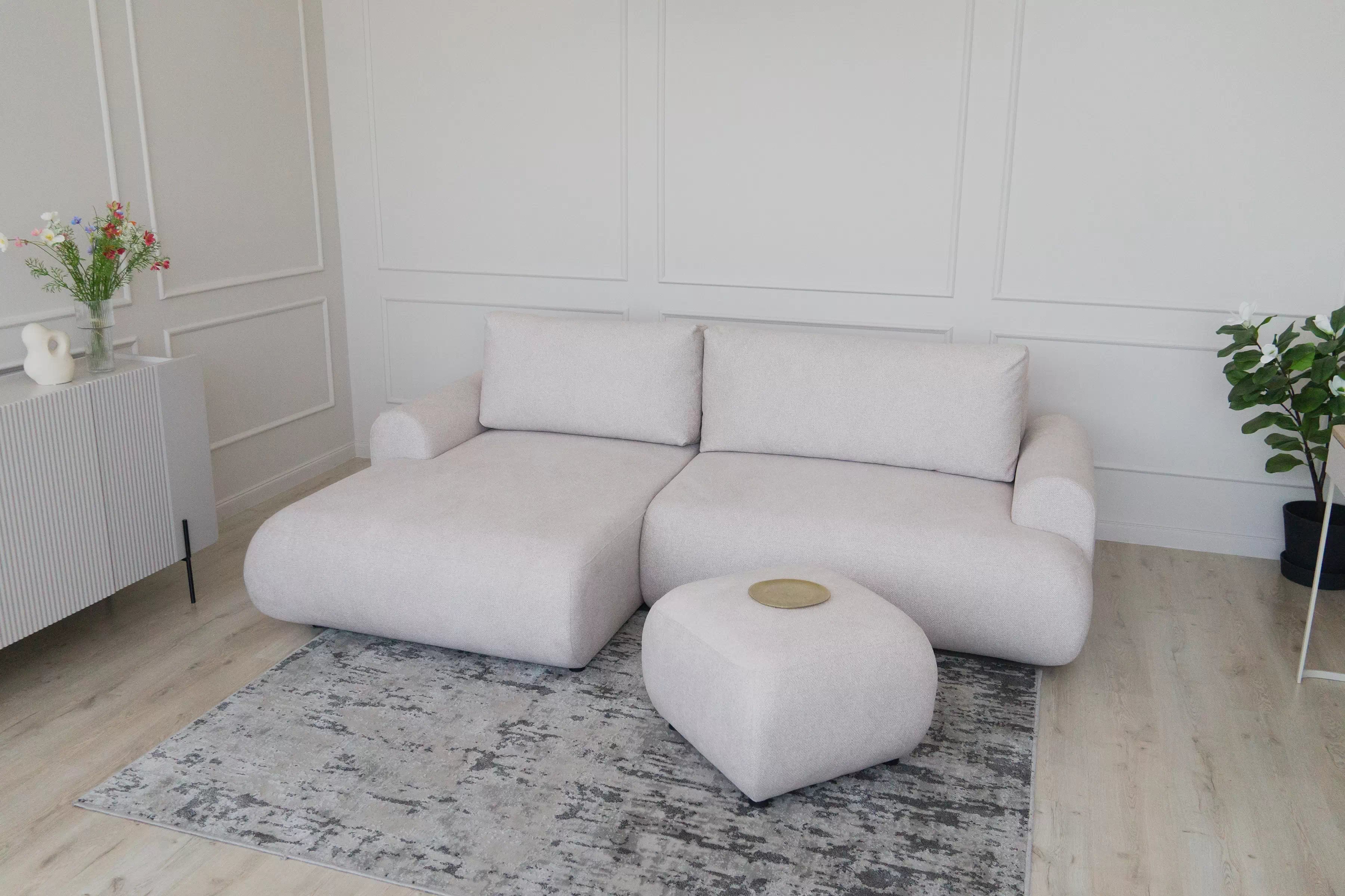 Taburet Lotulis - krémová Blur 01 Taburet čalouněná Lotulis - kremowa Pletenina hydrofobowa Blur 01