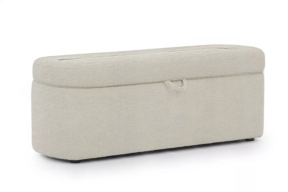 Čalouněný taburet Nello s úložným prostorem 121 cm - šenil béžová Positano 02 Taburet čalouněná Nello s úložným prostorem121 cm - šenil béžová Positano 02