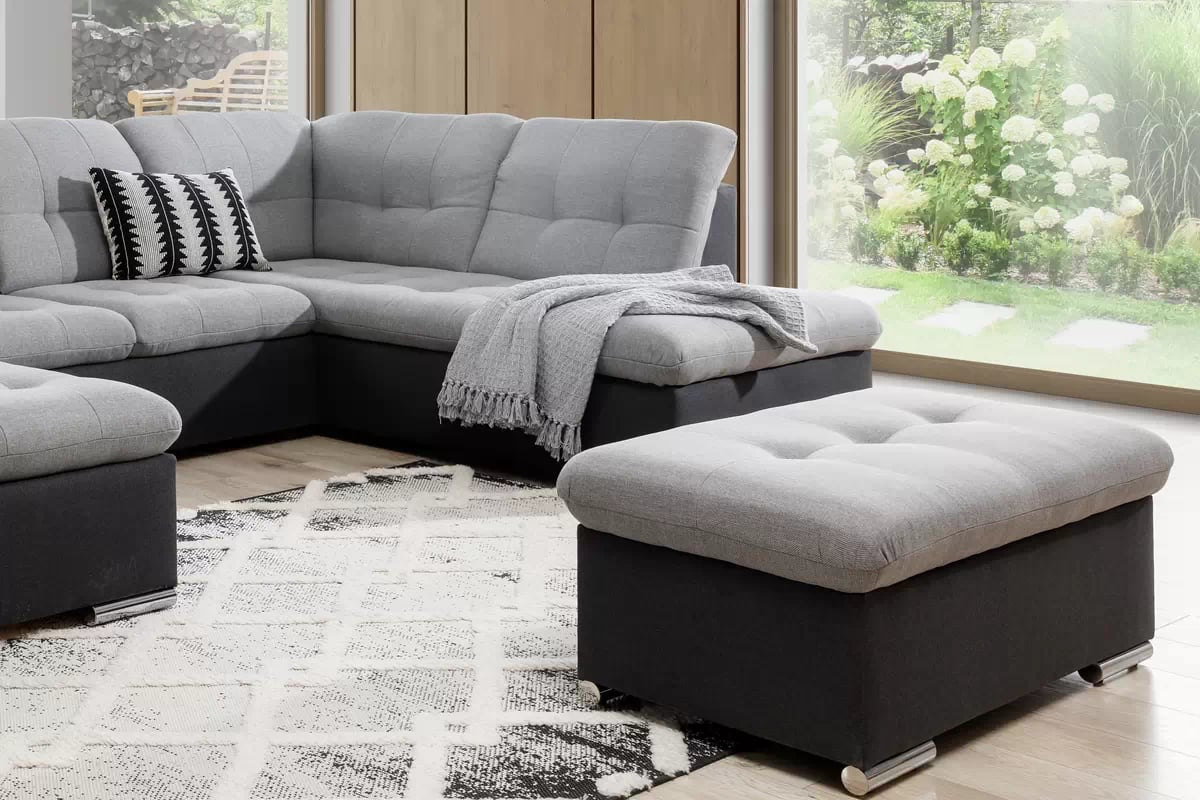 Taburetka Palermo - sivá / čierna pletenina Inari 91 / 95 Taburet čalúnená Palermo - šedý/Čierna plecionka Inari 91/95 