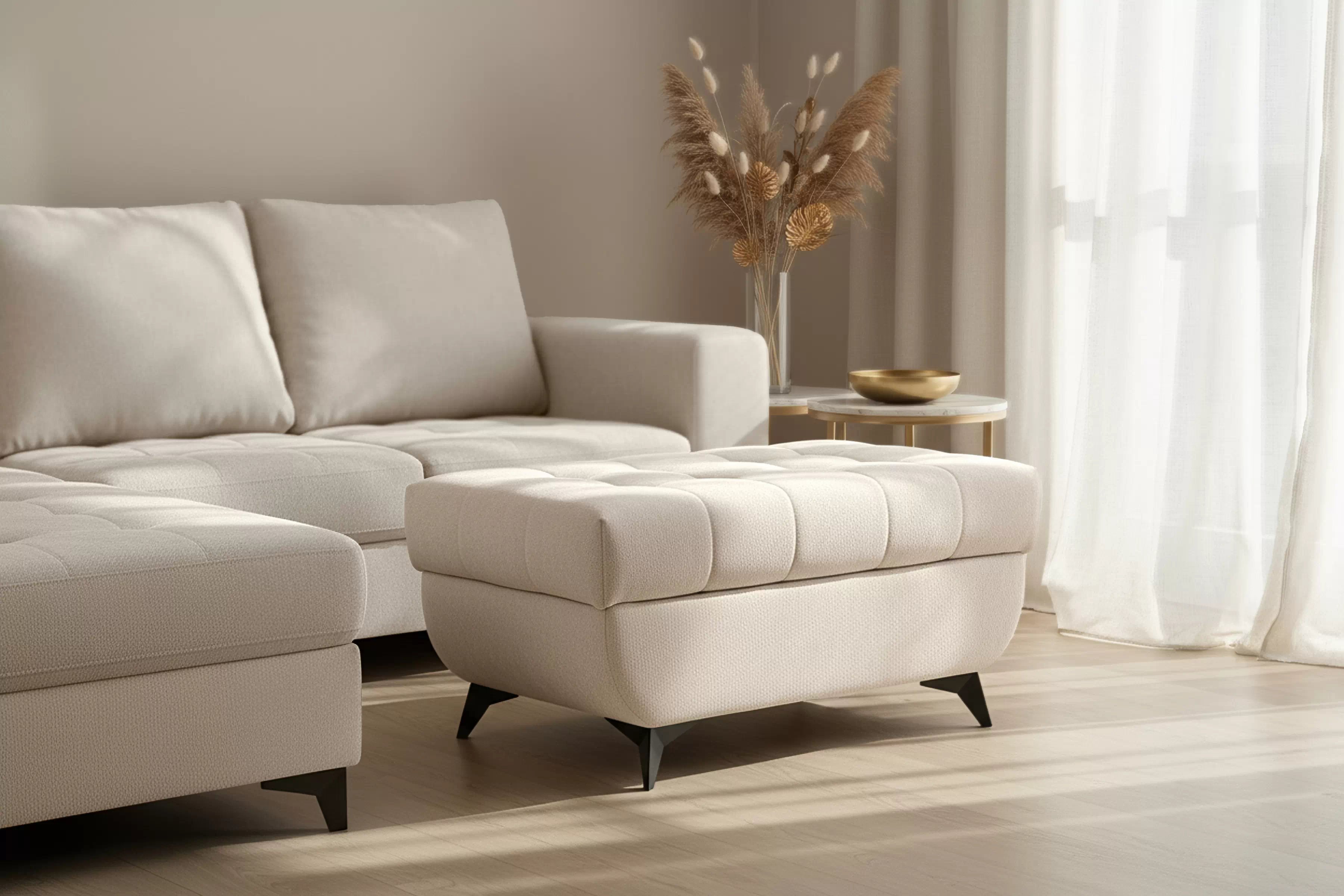 Taburet s úložným priestorom Dragonis - béžový šenil Ditra New 20 Taburet čalúnená s úložným priestorom Dragonis - béžový šenil Ditra New 20