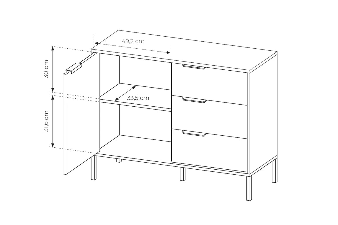 Komoda Lomin 100 cm se zásuvkami - černá / dub artisan Komoda dvoudveřová z szuflada Interi 100 cm - Antracytová 