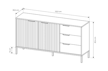 Komoda Lomin 150 cm se zásuvkami - černá / dub artisan Komoda dvoudveřová s zásuvkami Lomin 150 cm - Černý / Dub artisan