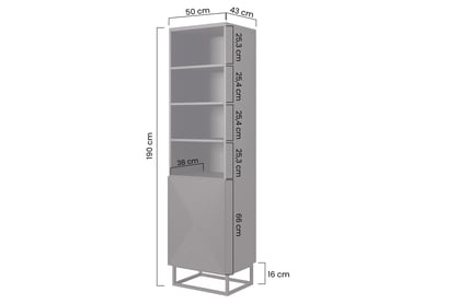 Regál Asha 50 cm na čiernom podstavci - biely mat Regál Asha 50 cm na kovových nohách - biely mat