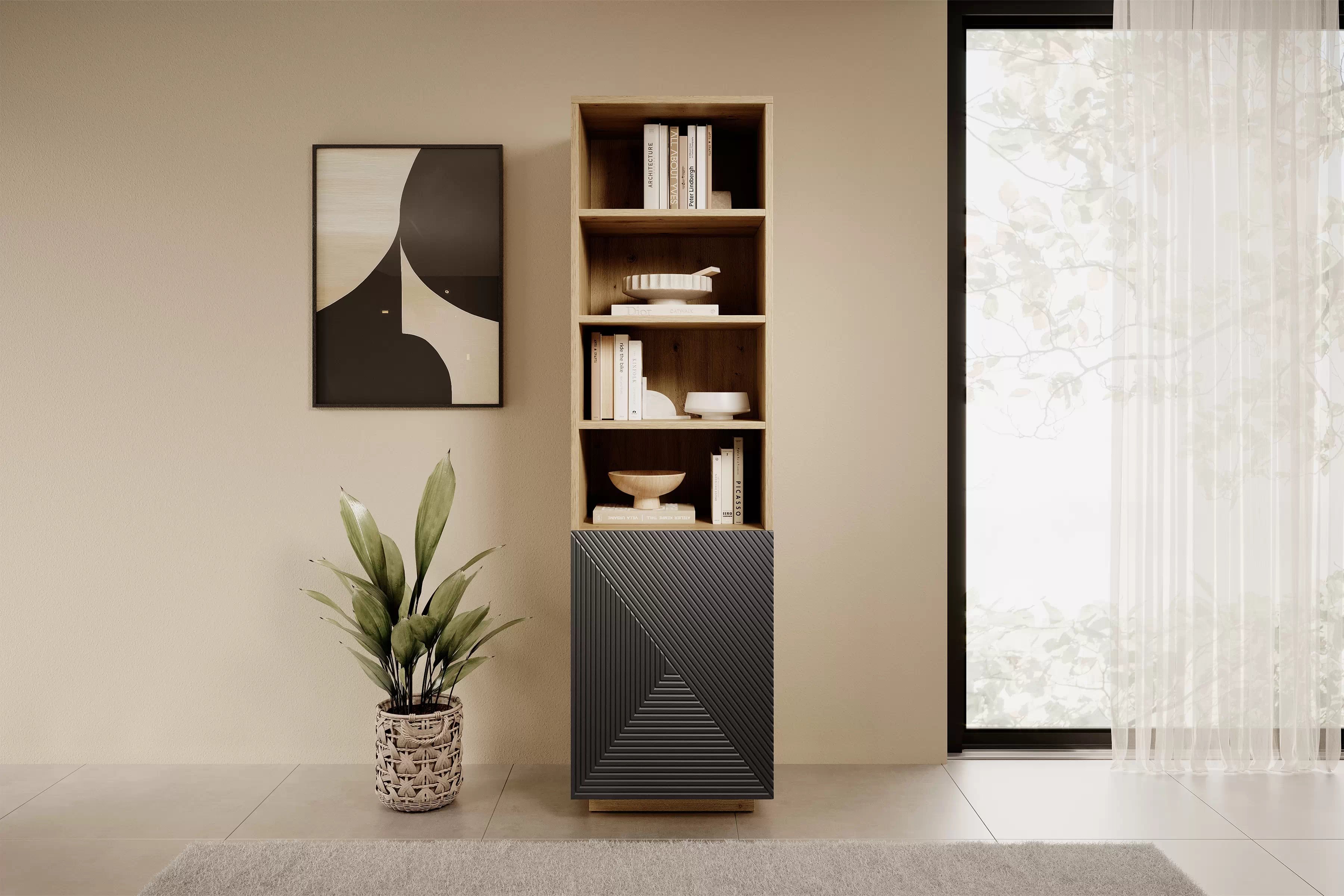 Regál Asha 50 cm - artisan / rivier stone mat Regál Asha 50 cm s frézovaným frontom - artisan / rivier stone mat