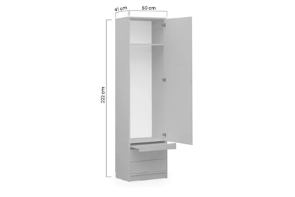 Regál Basic 60 cm so zásuvkami k výklopnej posteli - biely mat Regál Basic 60 cm so zásuvkami do polkotapczanu - biely mat