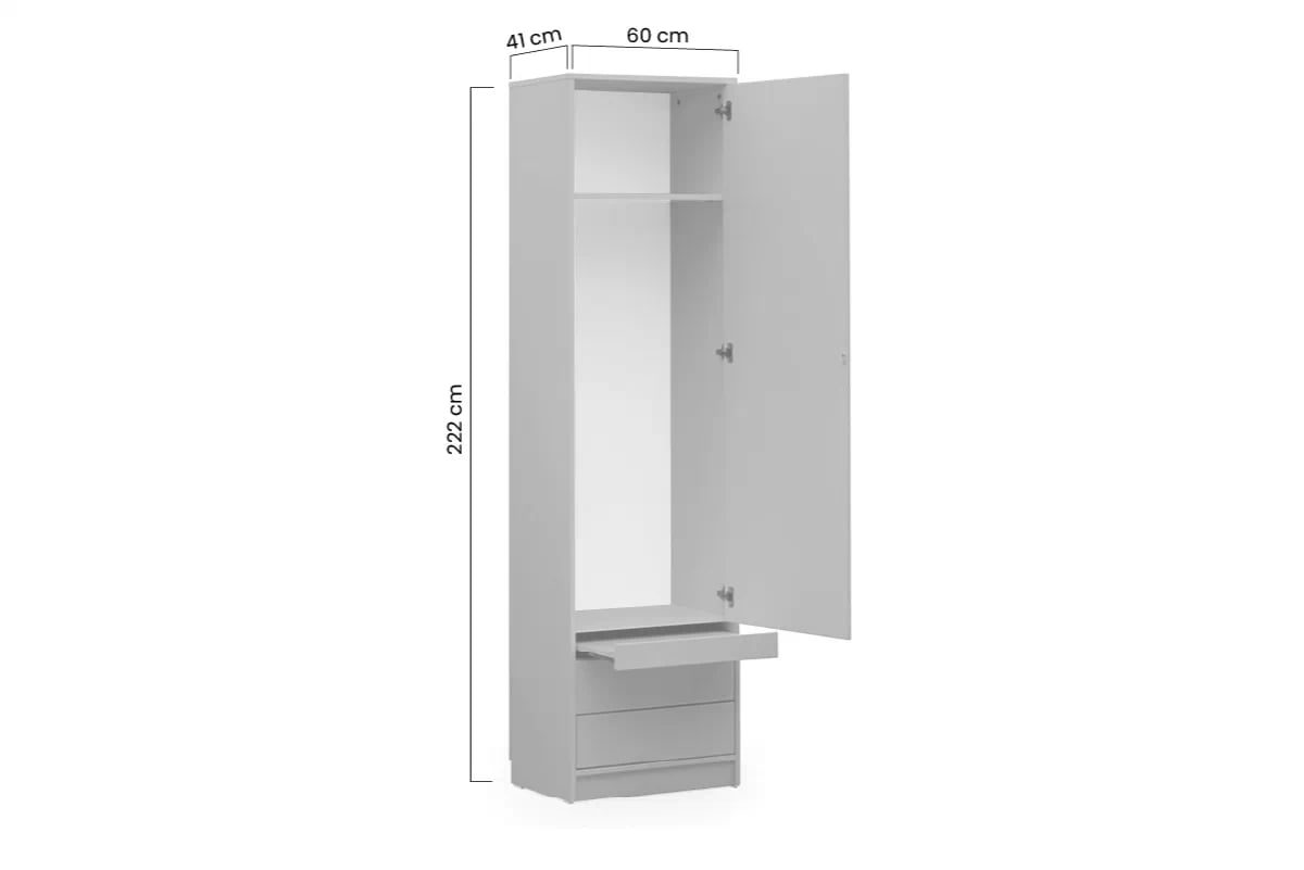 Regál Basic 60 cm so zásuvkami k výklopnej posteli - biely mat Regál Basic 60 cm so zásuvkami do polkotapczanu - biely mat