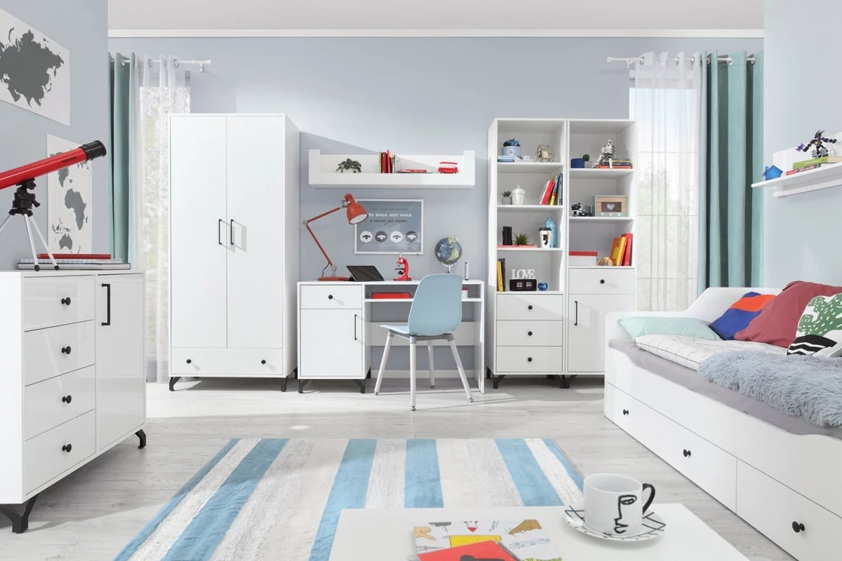 Regál Bergen 50 cm so zásuvkami - biela Moderná kolekcia nábytku