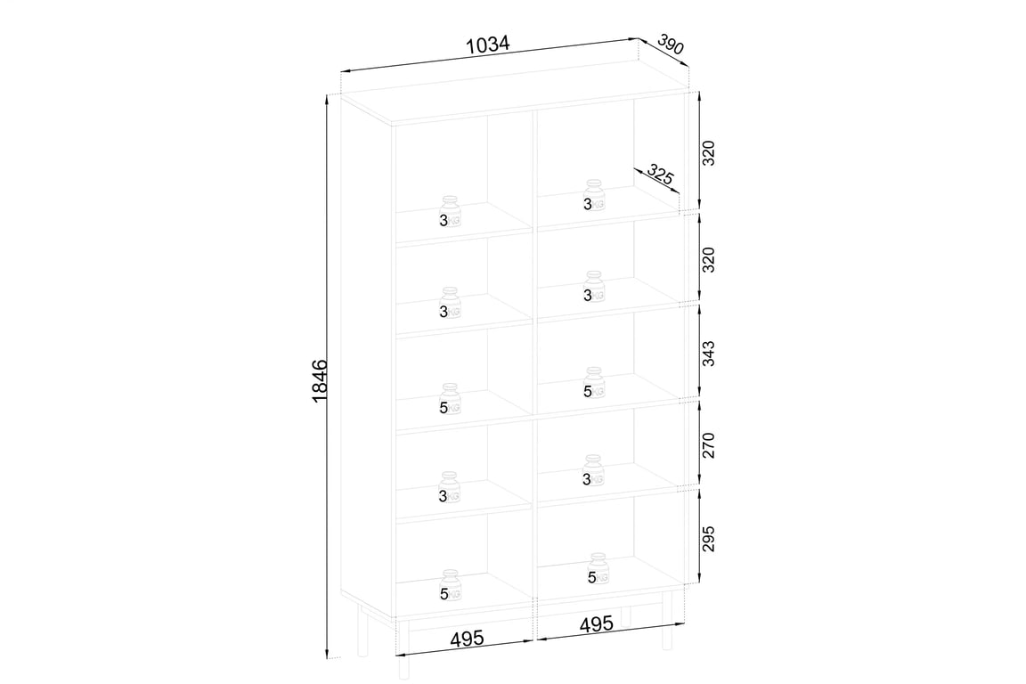 Regál Jolinio 104 cm - dub linea / černé nohy Regál dna ksiazki Jolinio 104 cm - dub linea / černá Nohy