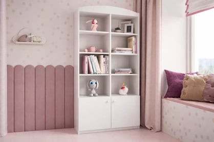 Detský regál Bonzo 90 cm dvojdverový s policami - biely Regál Detský Bonzo 90 cm dvojdverový z policami - Biely