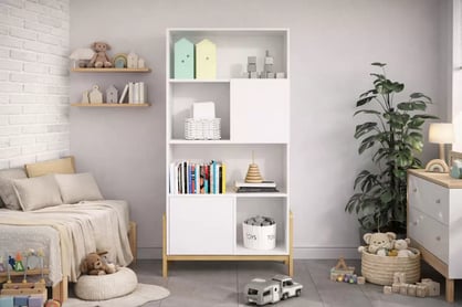 Detský regál Silia 90 cm - alpská biela / dub Regál Detský Silia 90 cm - Biela alpejska / Dub