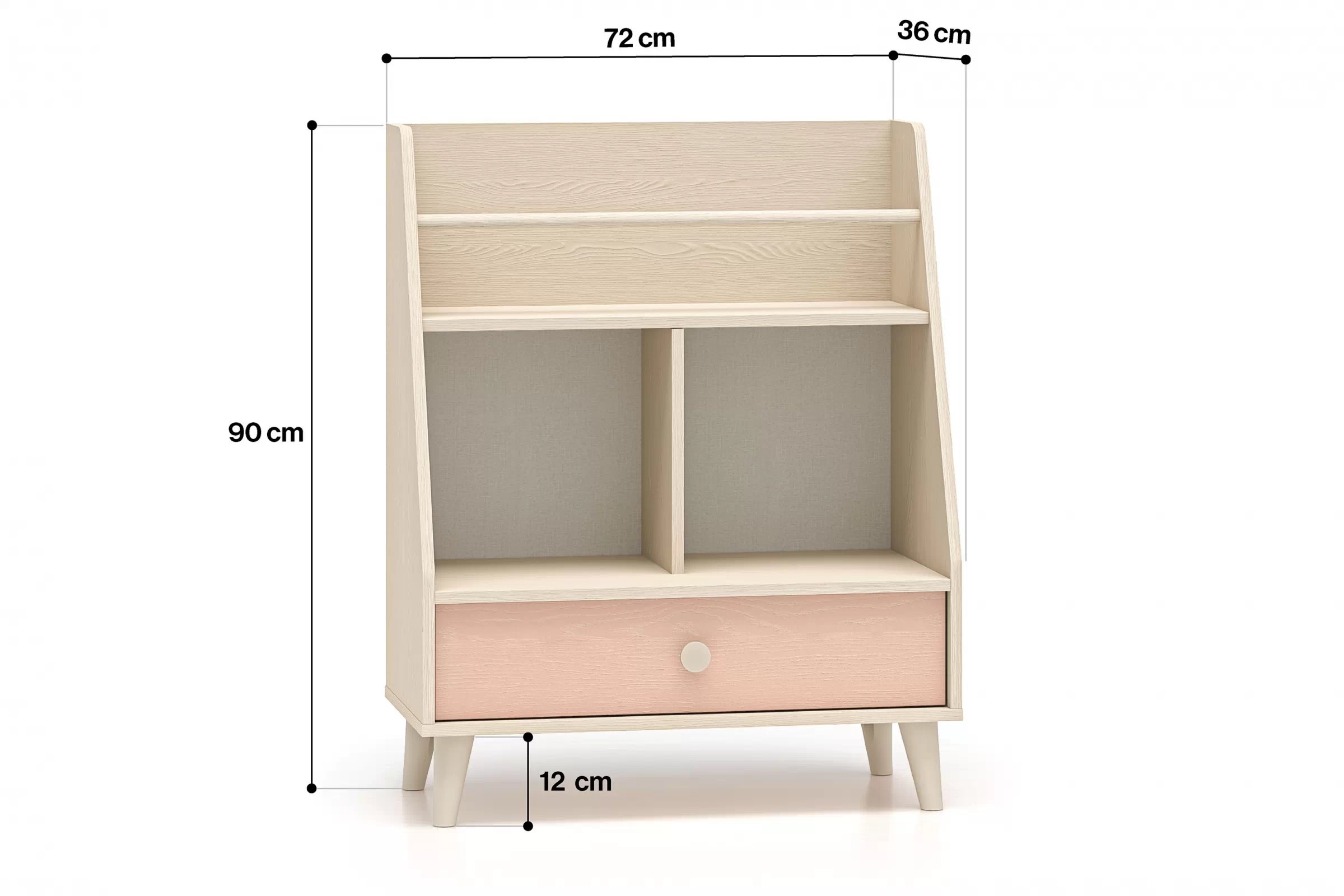 Dětský regál Marla 72 cm - pouštní písek / růžová Regál Marla 72 cm - piasek pustyni / millenial pink