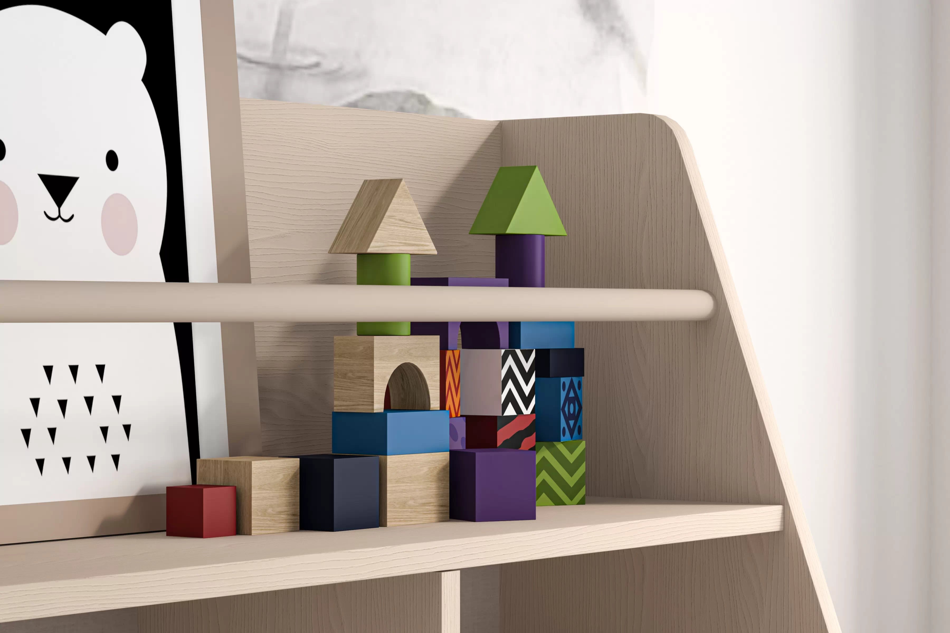 Dětský regál Marla 72 cm - pouštní písek / šedá pallad Regál Marla 72 cm - piasek pustyni / šedá pallad