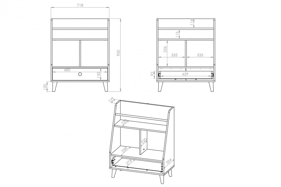 Regál Detský Marla 72 cm - piasek pustyni / šedý pallad Regál Marla 72 cm - piasek pustyni / šedý pallad