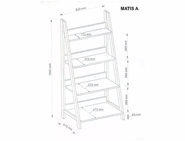 Regál kovový Matis A - 52 cm - Dub / Tmavohnedá Regál metalowy matis a - 52 cm - Dub / Tmavo hnedá