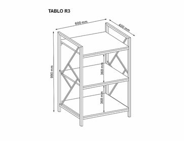 Regál kovový Tablo R3 - 60 cm - Dub / Tmavohnedá Regál metalowy tablo r3 - 60 cm - Dub / Tmavo hnedá