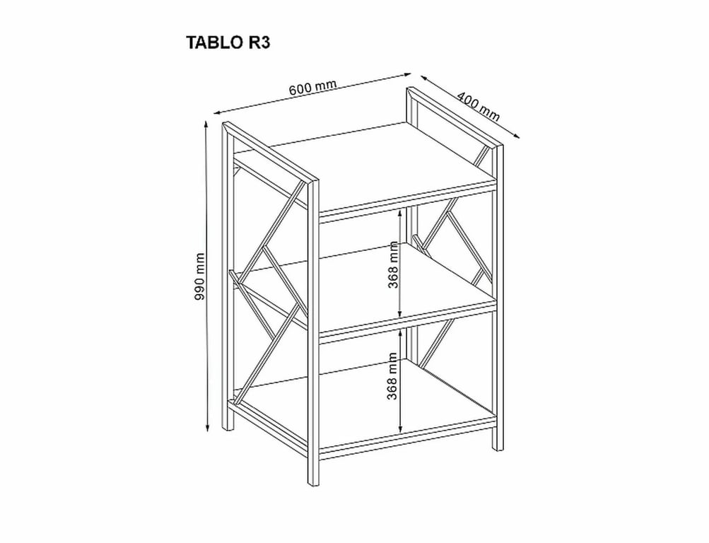 Regál kovový Tablo R3 - 60 cm - Dub / Tmavohnedá Regál metalowy tablo r3 - 60 cm - Dub / Tmavo hnedá