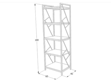 REGAL TABLO R5 Regál metalowy tablo r5 - 60 cm - Dub / Tmavo hnedá