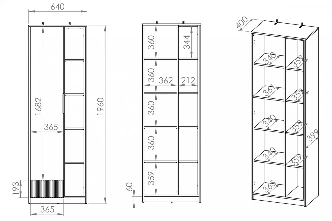 Studentský regál Gaoli 04 - 64 cm - bílá / Dub castello / grafit Regál do mladé Gaoli 04 - 64 cm - Bílý / Dub castello / grafit