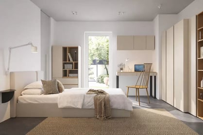 Studentský regál Luca 80 cm se zásuvkami - písková béžová / olejovaný dub Regál Studentský Luca 80 cm se zásuvkami - béžová Pískový / dub olejowany