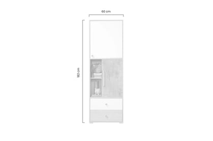 Regál Step ST3 60 cm so zásuvkami - dub biszkvitový / biely lux / betón Regál Pre mladých Step ST3 60 cm so zásuvkami Dub biszkoptowy / Biely lux / beton