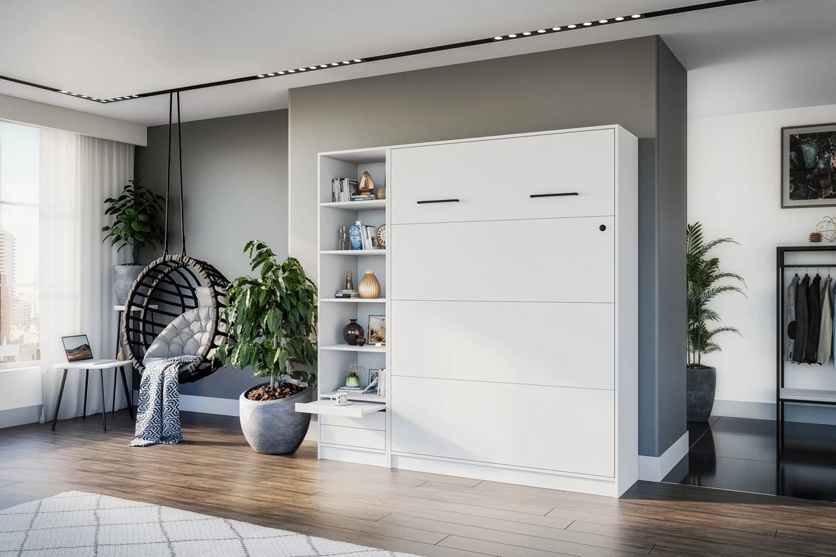 Regál Modern R k vertikální sklápěcí posteli 60 cm - bílý mat sklápěcí postel Bílý 