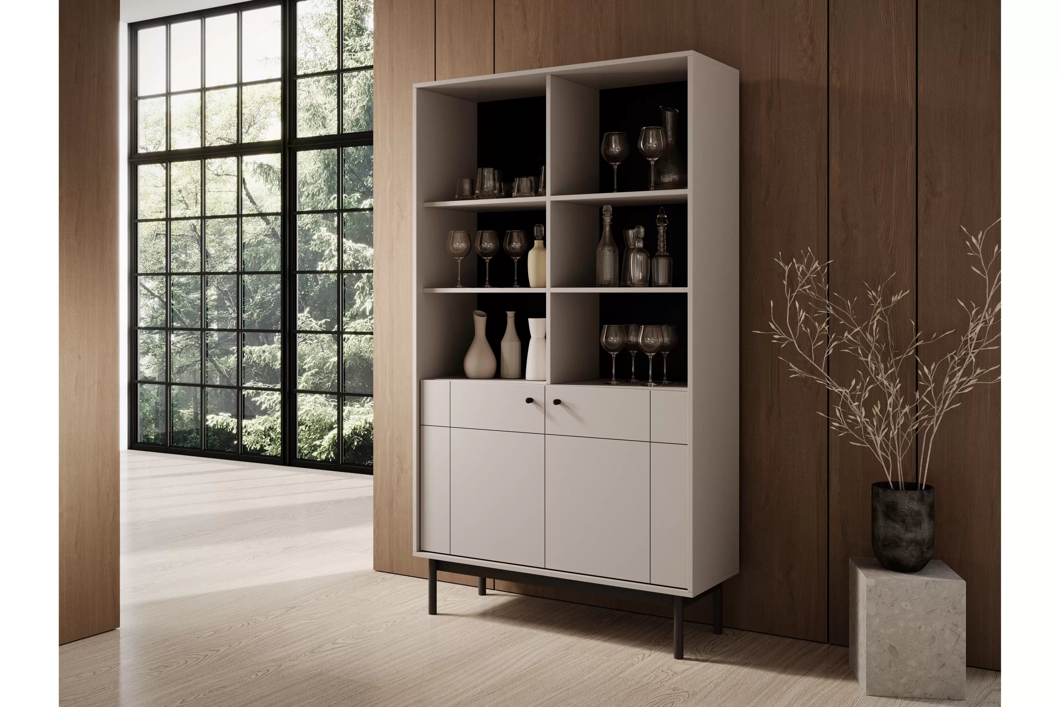 Knihovna Jolinio 104 cm - kašmír / černé nohy Regál na ksiazki Jolinio 104 cm - kašmír / černá Nohy