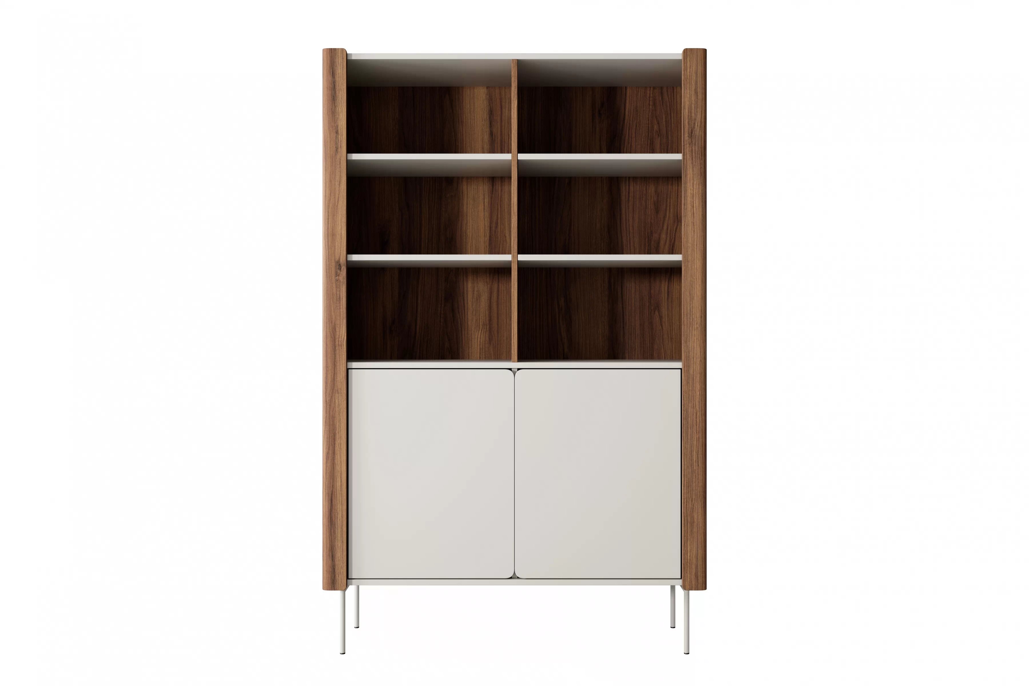 Vitrína Pelavo 105 cm - kašmír / ořech warmia Regál na ksiazki Pelavo 105 cm - kašmír / ořech warmia