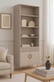 Regál Nubo 100 cm se zásuvkou - kašmírová / zlaté nožky Regál Nubo 100 cm podwojny z szuflada - kašmír / zlatá