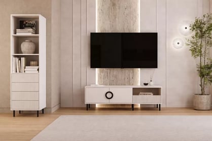 Regál Nubo 53 cm so zásuvkami - kašmírová / čierna Regál vysoký Nubo 53 cm so zásuvkami - kašmír / čierny nožičky