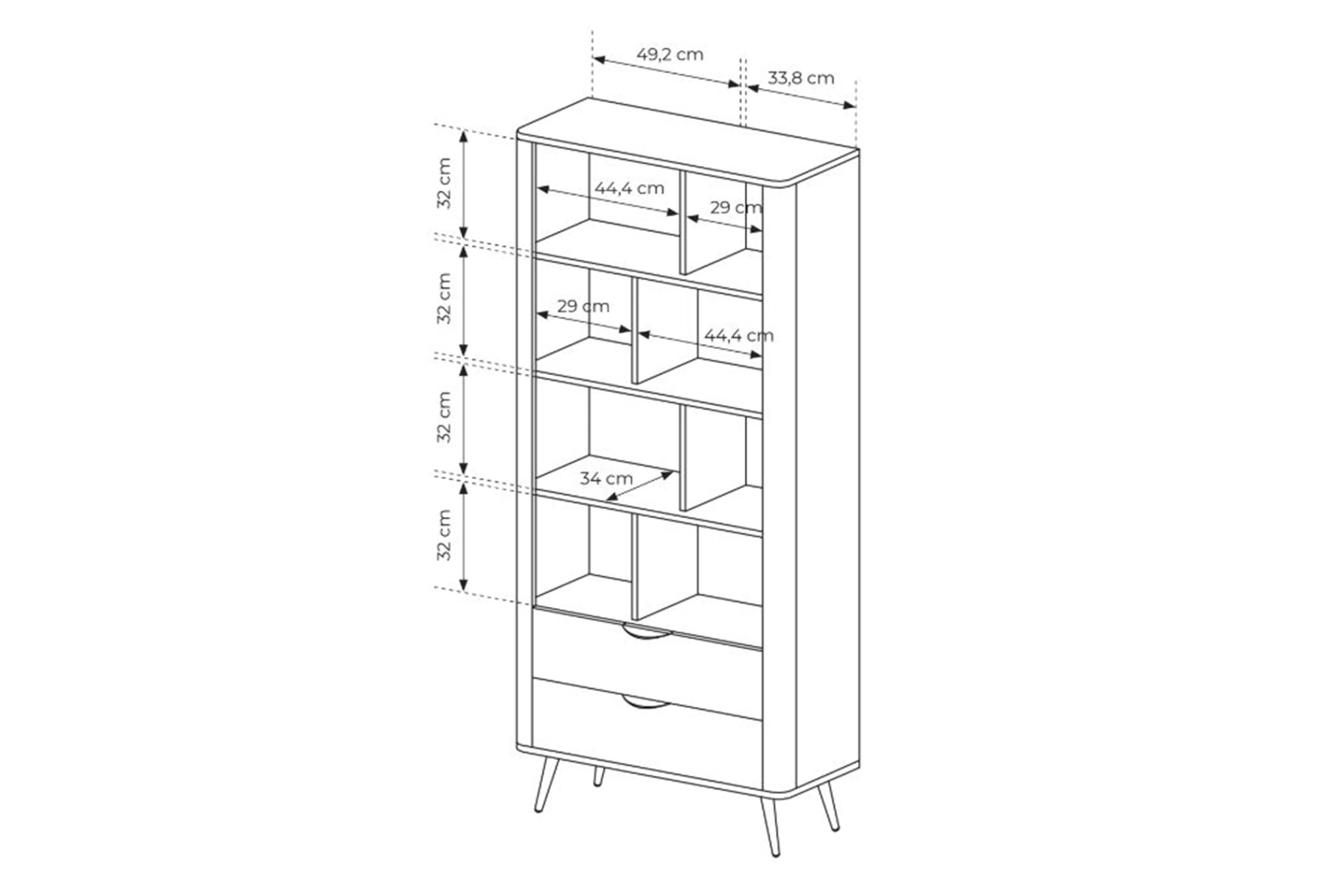Otevřený regál Edrin 88 cm se zásuvkami - dub dunin / černá Regál otwarty Edrin 88 cm se zásuvkami - dub dunin / černá