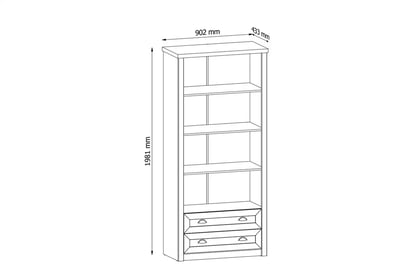 Regál Prowansja R2 - 90 cm - borovice andersen Regál R2 Prowansja - szkic z wymiarami 