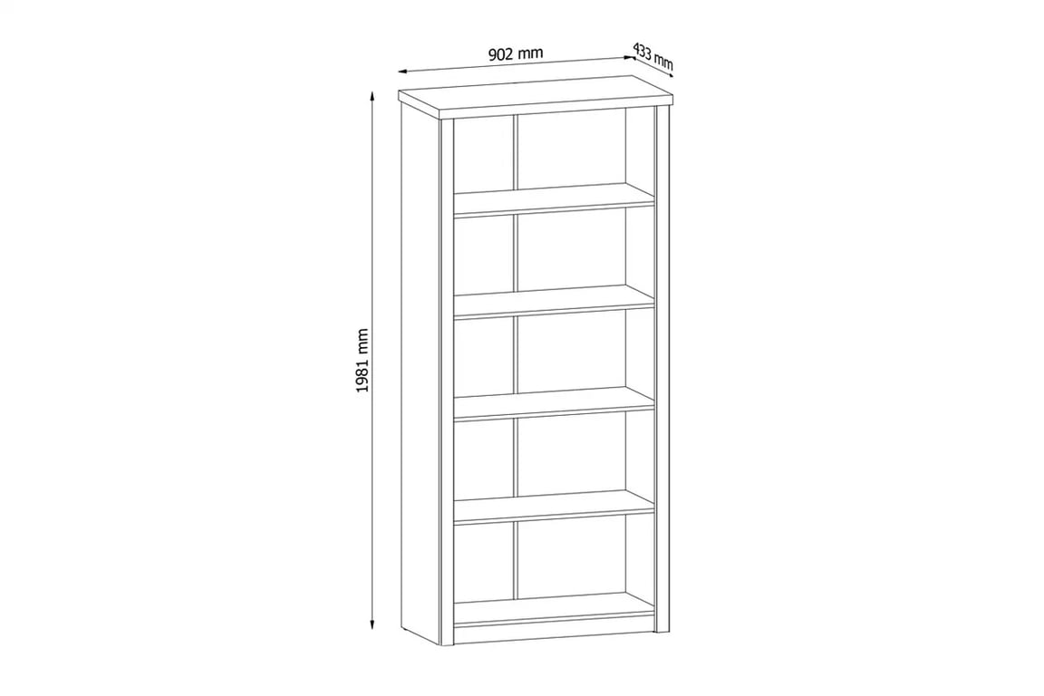 Regál Prowansja R3 - 90 cm - borovice andersen Regál R3 Prowansja - szkic z wymiarami 