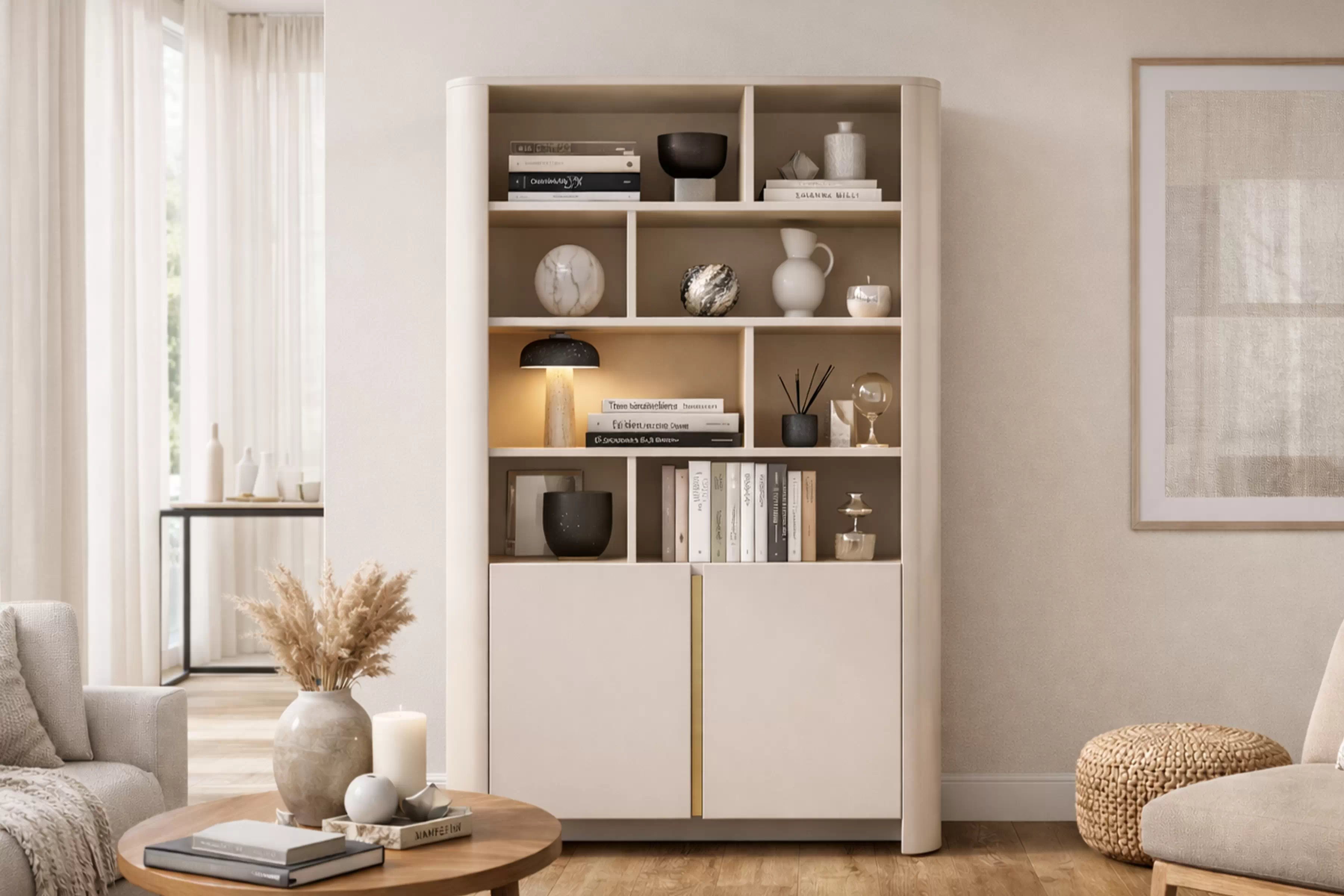 Regál Sorrenti 103 cm dvojdverový - kašmír / zlatá Regál Sorrenti 103 cm dvojdverový - kašmír / zlaté