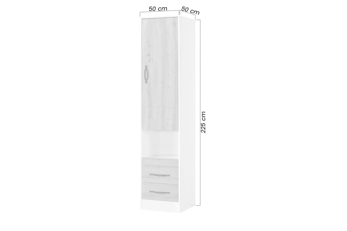 Uzatvorený regál Lomaro 50 cm so zásuvkami - biela / čierny úchyt Regál zamkniety Lomaro 50 cm so zásuvkami - Biely / Úchytka Čierny 