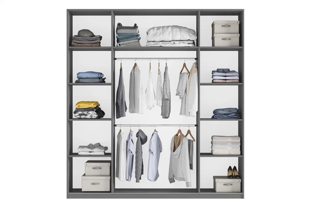 Šatní skříň Rodos 200 cm s posuvnými dveřmi a zrcadlem - bílá skříň Rodos