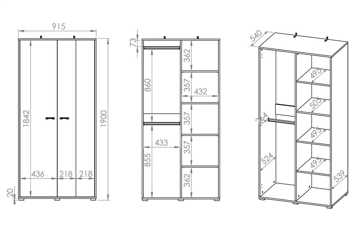 Skříň Kawana do studentského pokoje - černá / dub craft / ocel premium skříň dvoudveřová Colt 02 do pokoje nastolatka - Černý / craft Podstavec / ocel premium - Rozměry