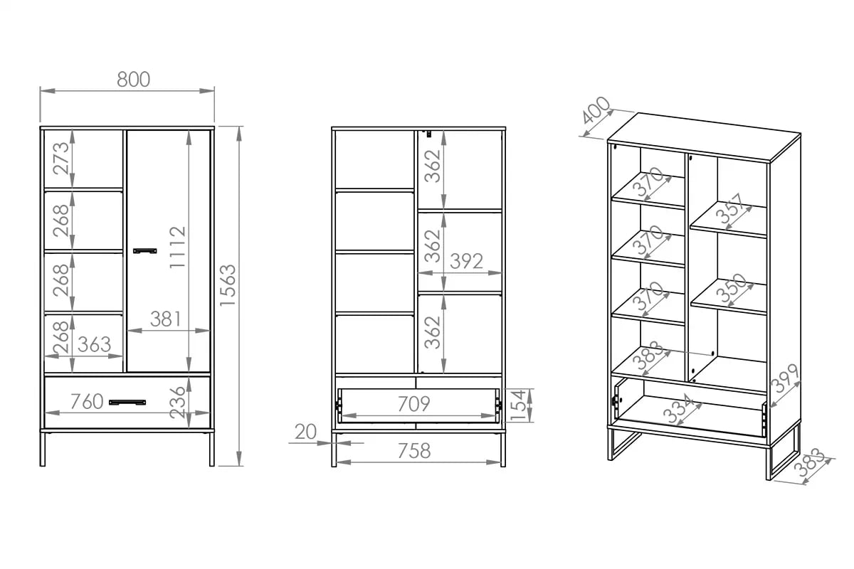 Regál Kawana se zásuvkou na kovové podstavě 80 cm - černá / dub craft / ocel premium Regál z szuflada Colt 04 na kovové podstavě 80 cm - Černý / craft Podstavec / ocel premium - Rozměry