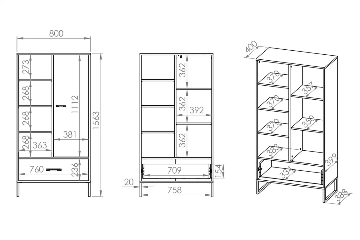 Regál Kawana 04 se zásuvkou na kovové podstavě 80 cm - černá / dub craft / ocel premium Regál z szuflada Colt 04 na kovové podstavě 80 cm - Černý / craft Podstavec / ocel premium - Rozměry